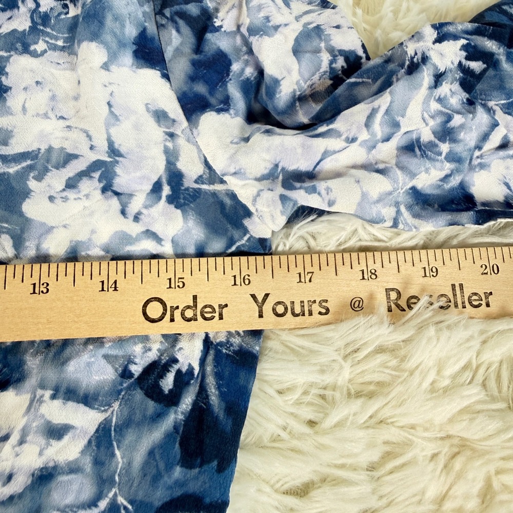 Madewell Blue White Floral Print V Neck Button Tie Waist Mini Dress Size 00 - Picture 4 of 14